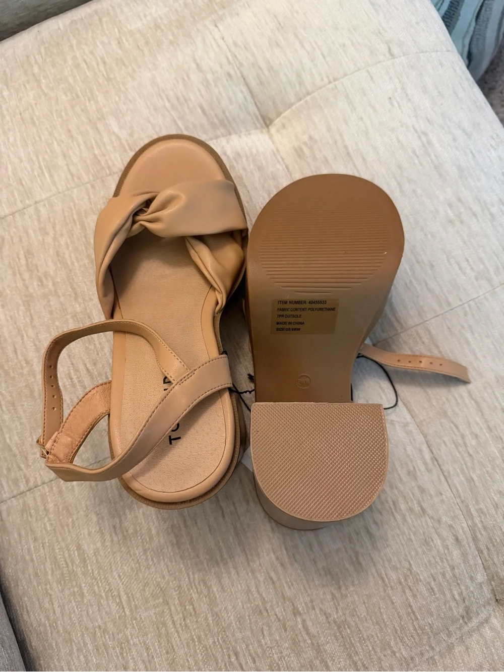 torrid Tan Knotted Platform Sandals with Stacked Heel